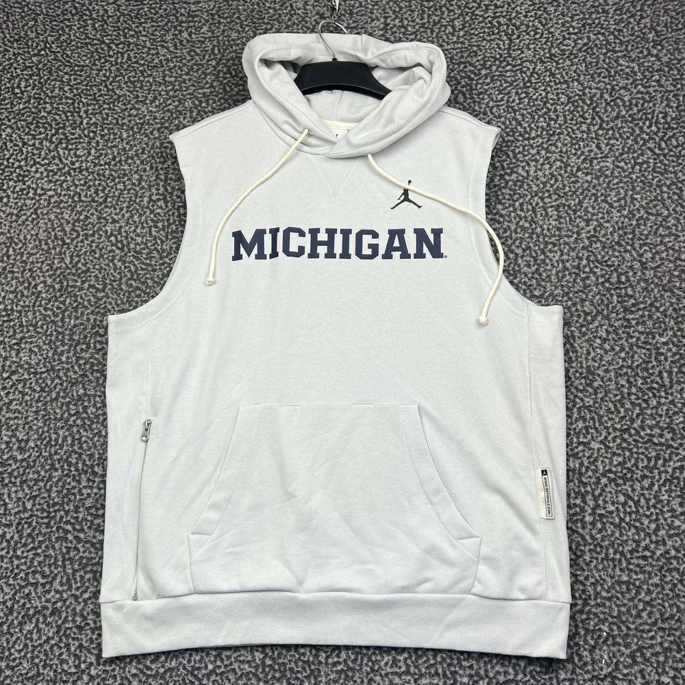Air Jordan Michigan Wolverines Dri-FIT Hoodie Men Large Sleeveless Jumpman New